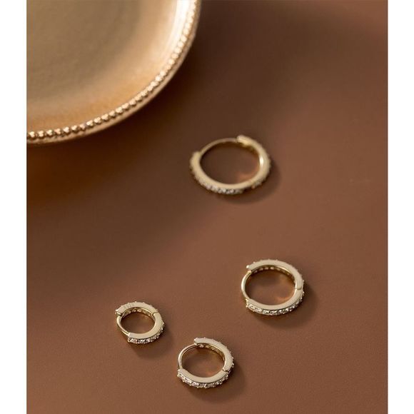 9mm Gold huggie hoop earrings - Picture 4 of 6